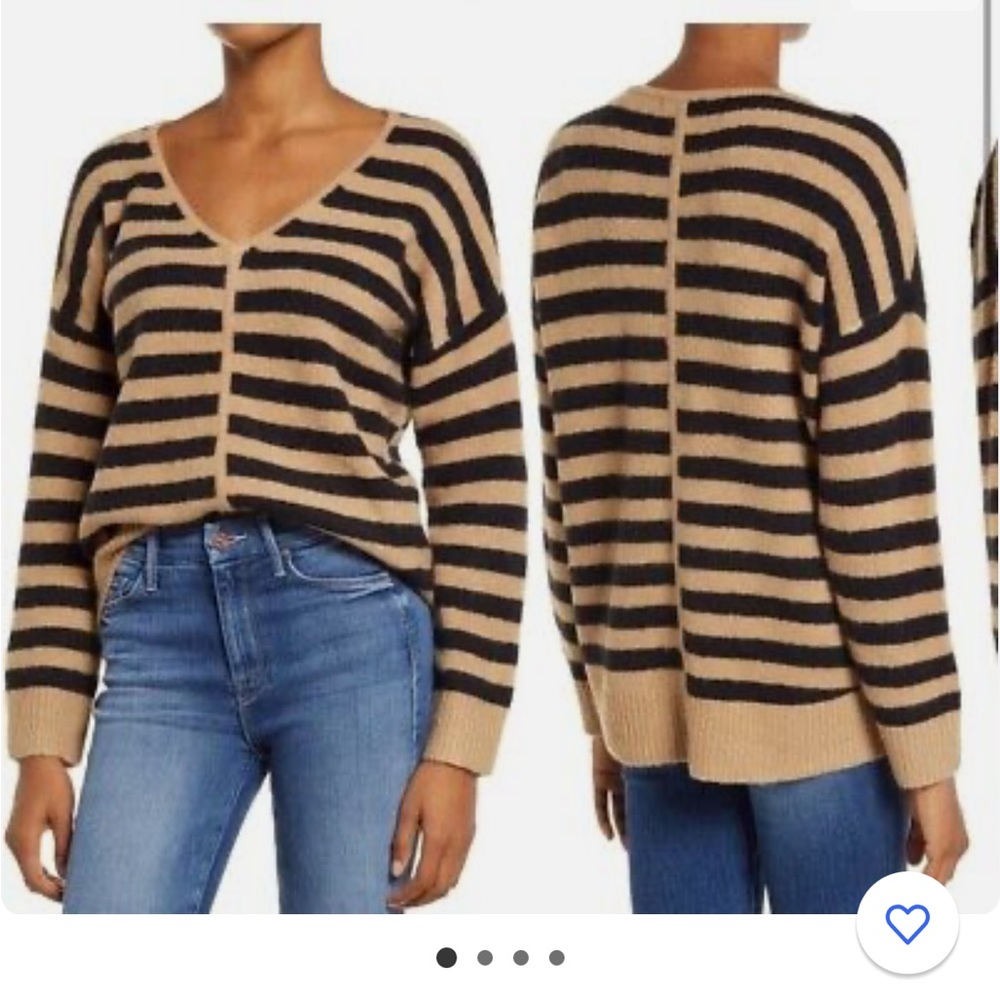 Madewell Stripped  V Neck Sweater